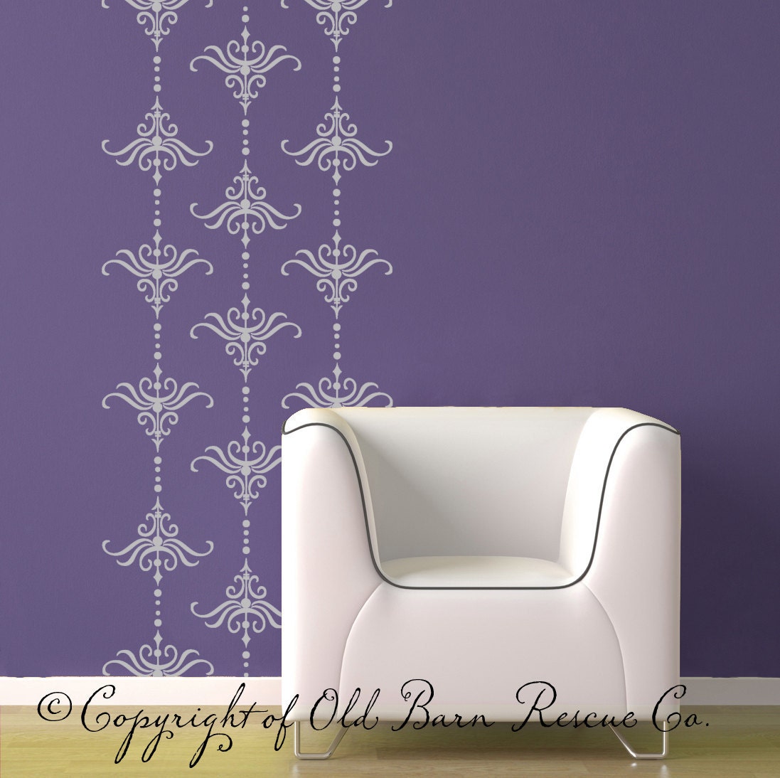 Vintage Style Damask Vinyl Wall Decals - 18