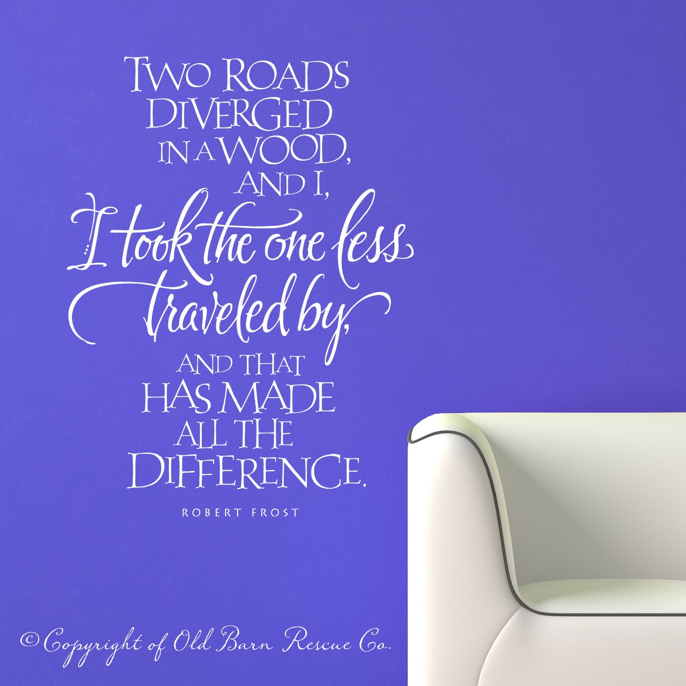 I took the road less traveled quote by Robert Frost - vinyl wall decal letters home decor lettering graphic calligraphy