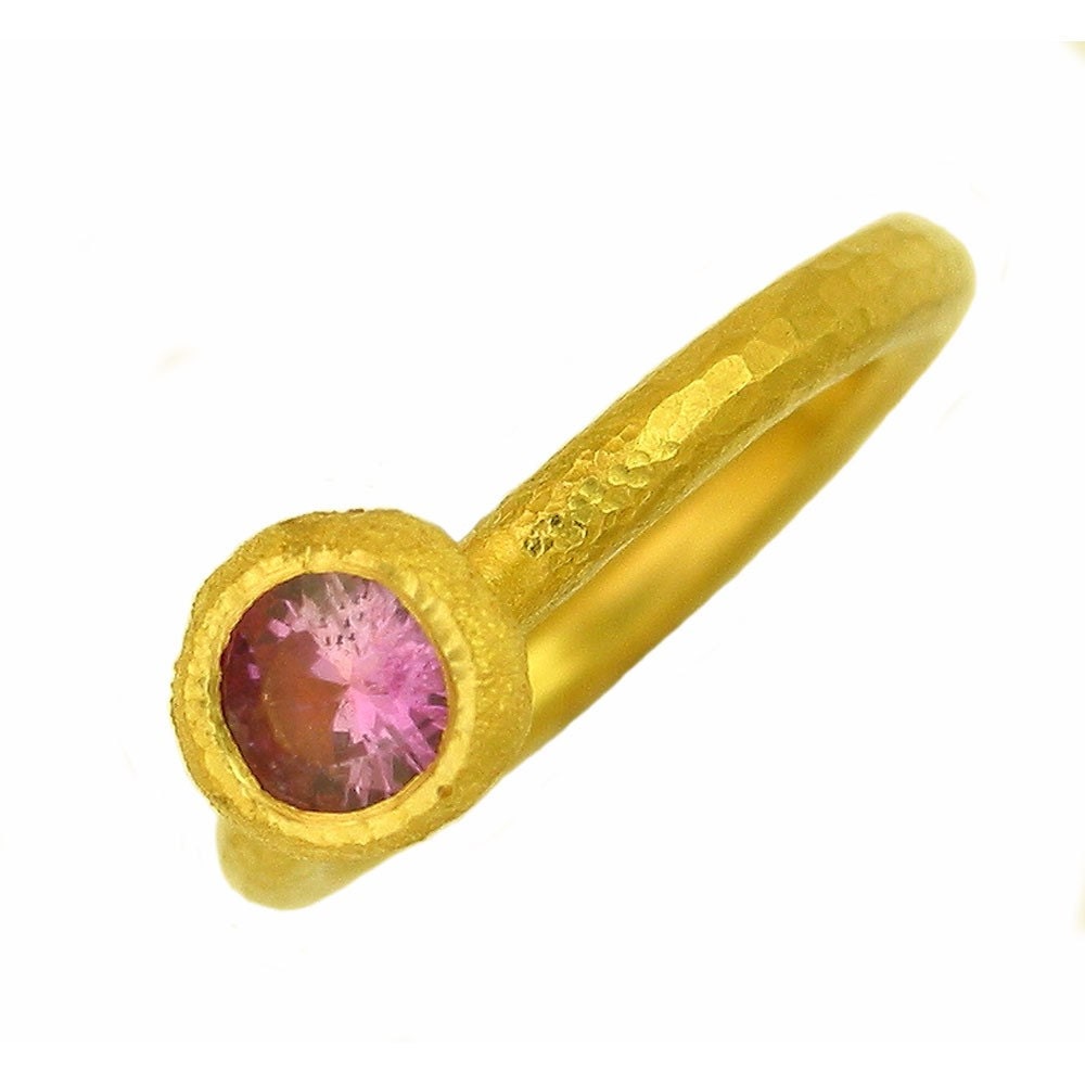 22k gold Pink Sapphire Ring MADE TO ORDER using 100 percent recycled gold