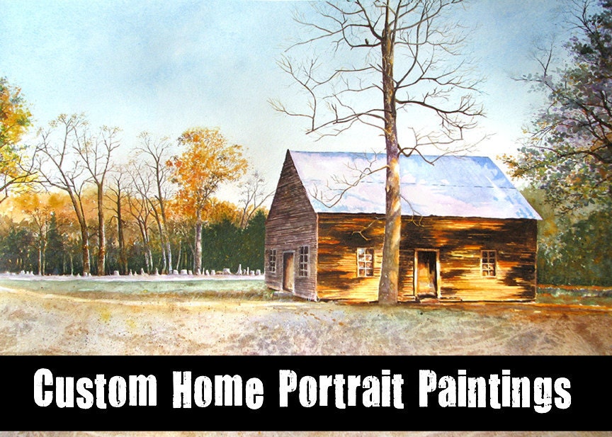 Custom Home House Portrait Painting Commission From Your Photo