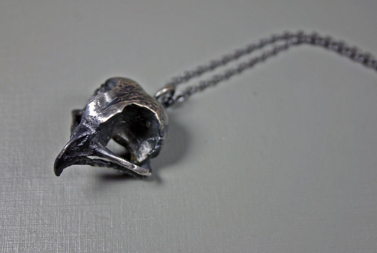 the underworld. part ii. sterling baby owl skull necklace.