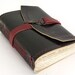 Fall in Love - Black and Crimson Chunky Leather Journal w/ Antique Skeleton Key