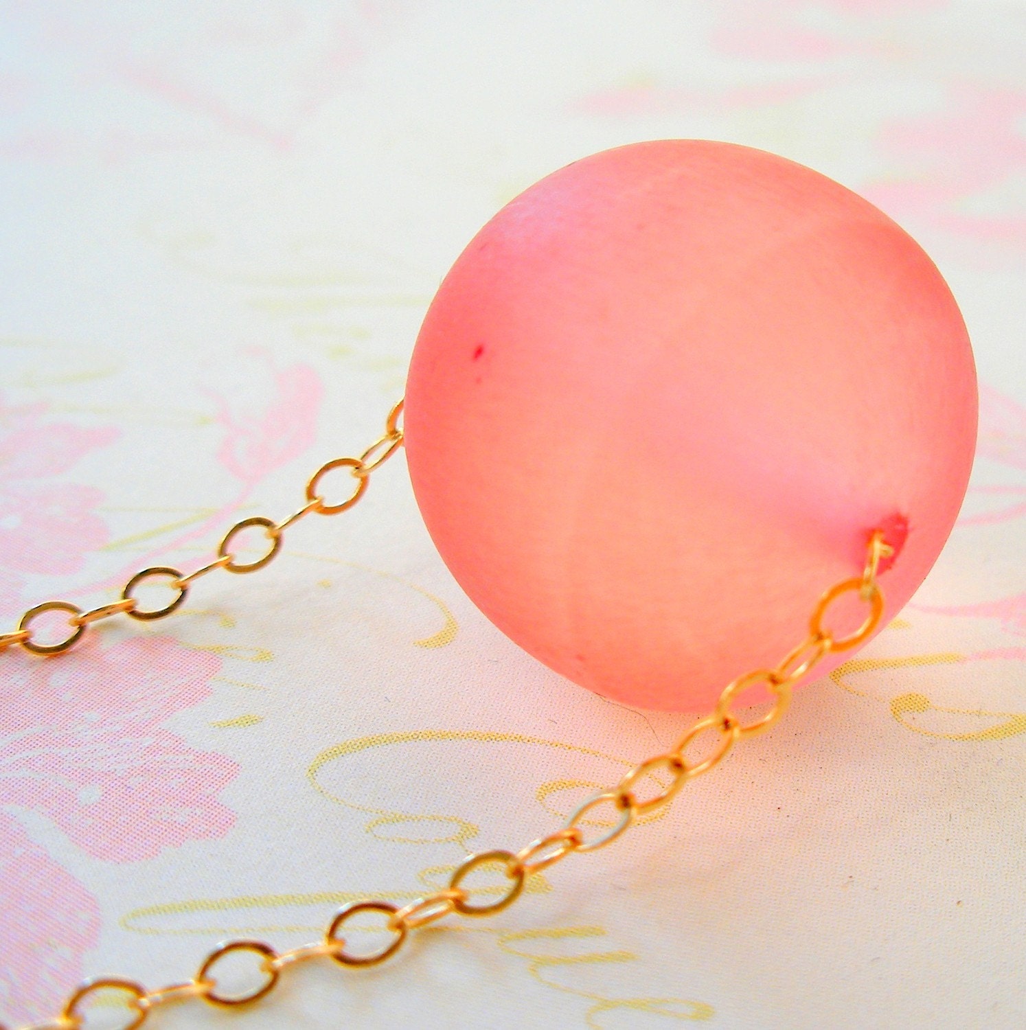 Simplicity at its Best -- Palest Pink and Gold Necklace