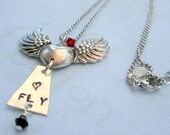 Silver Flying Heart Charm Necklace with Swarovski Crystal