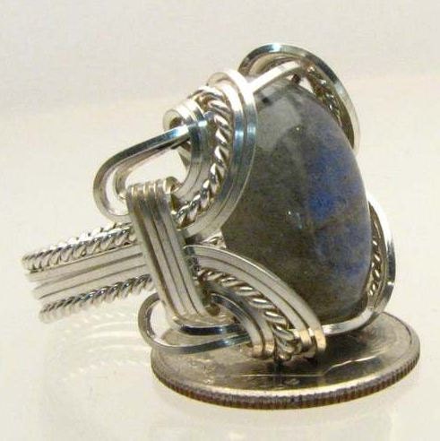 Handmade Wire Wrapped Labradorite Sterling Silver Ring. Custom Personalized Sizing to fit you.