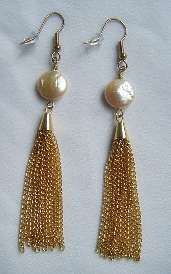 The Becca pearls and chains drop earrings