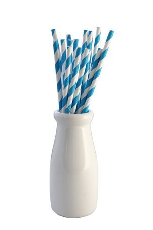 50 Navy Blue White Striped Paper Straws - Parties, weddings, graduations  FREE DIY Flags
