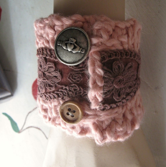 Pink Crochet Cuff Friendship Bracelet