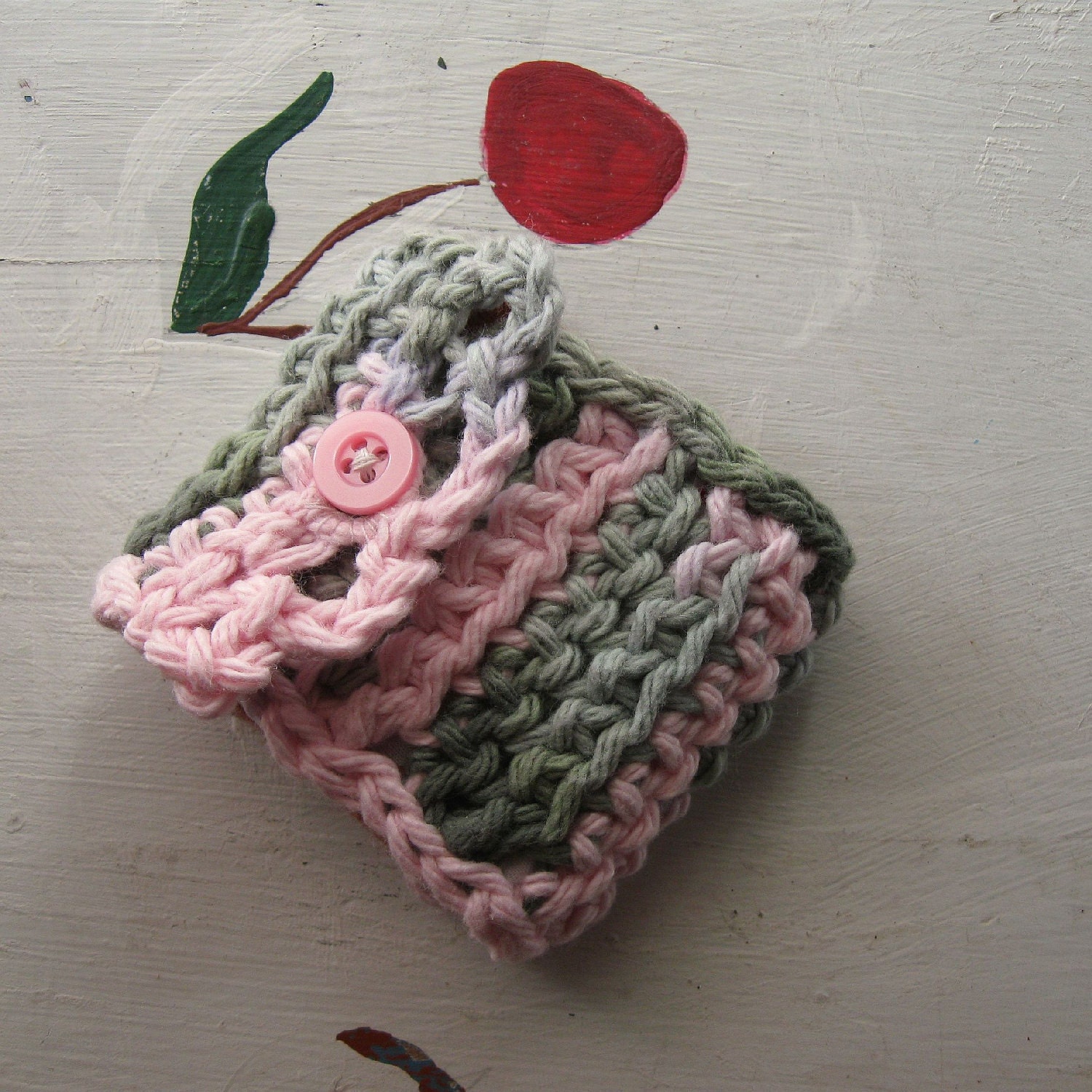 NEEDLE BOOK TRAVEL Case Sewing Embroidery Beading Crochet Pink & Green  "Sweet Pea"