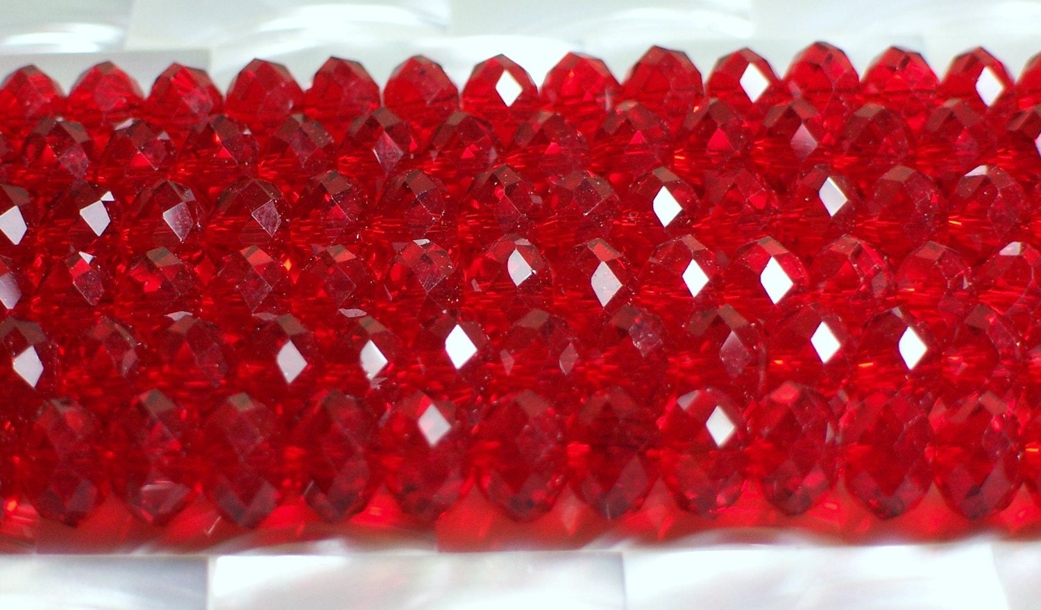 8mm Chinese glass Crystal rondelles Clear Red 12 pcs