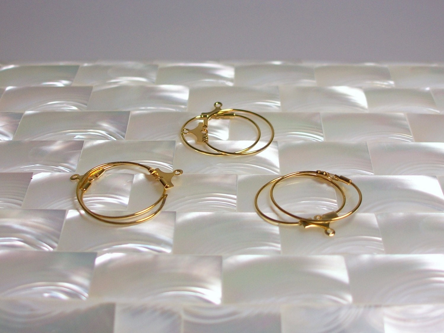 Hoop Ear Wires 6 pcs Gold plated