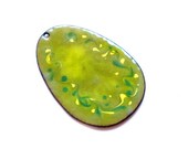 Green Enamel / Copper Folk Art Pendant