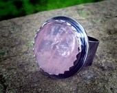Sterling and Rose Quartz Cocktail Ring - The Dark Rose - MADE TO ORDER
