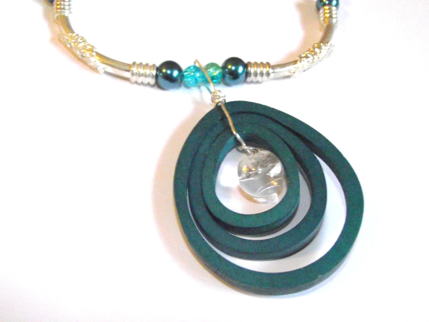 Unusual necklace turquoise and silver statement piece