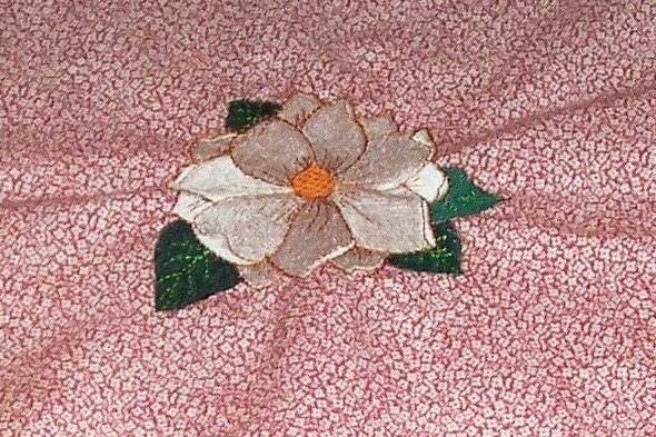 Embroidered decorative Magnolia table runner or dresser scarf