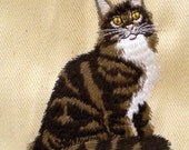 Embroidered Maine Moon Cat tote bag