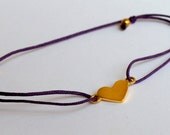 Friendship Bracelet Wish Love Gold Plated Sterling Heart Purple Cord Under 25