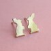 Crazy White Rabbit Stud Post Earrings