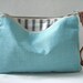 Simple Linen Clutch Bag - Mineral Blue with Leather Wrist Strap