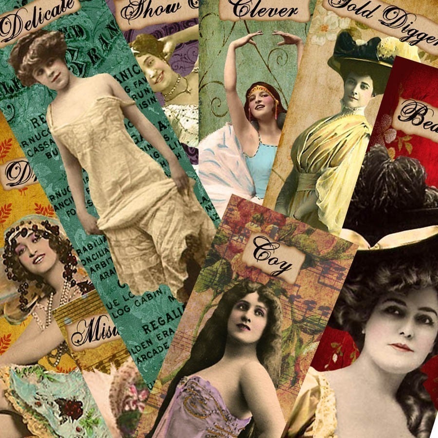 Digital Collage Sheet Slides No.12 Women 1 X 3 Charms and Pendants (Sheet no. FS102) Instant Download