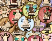 Digital Collage Sheet Bottle Cap 1 inch Circles  Fairies No.2 (Sheet no.FS135) Instant Download
