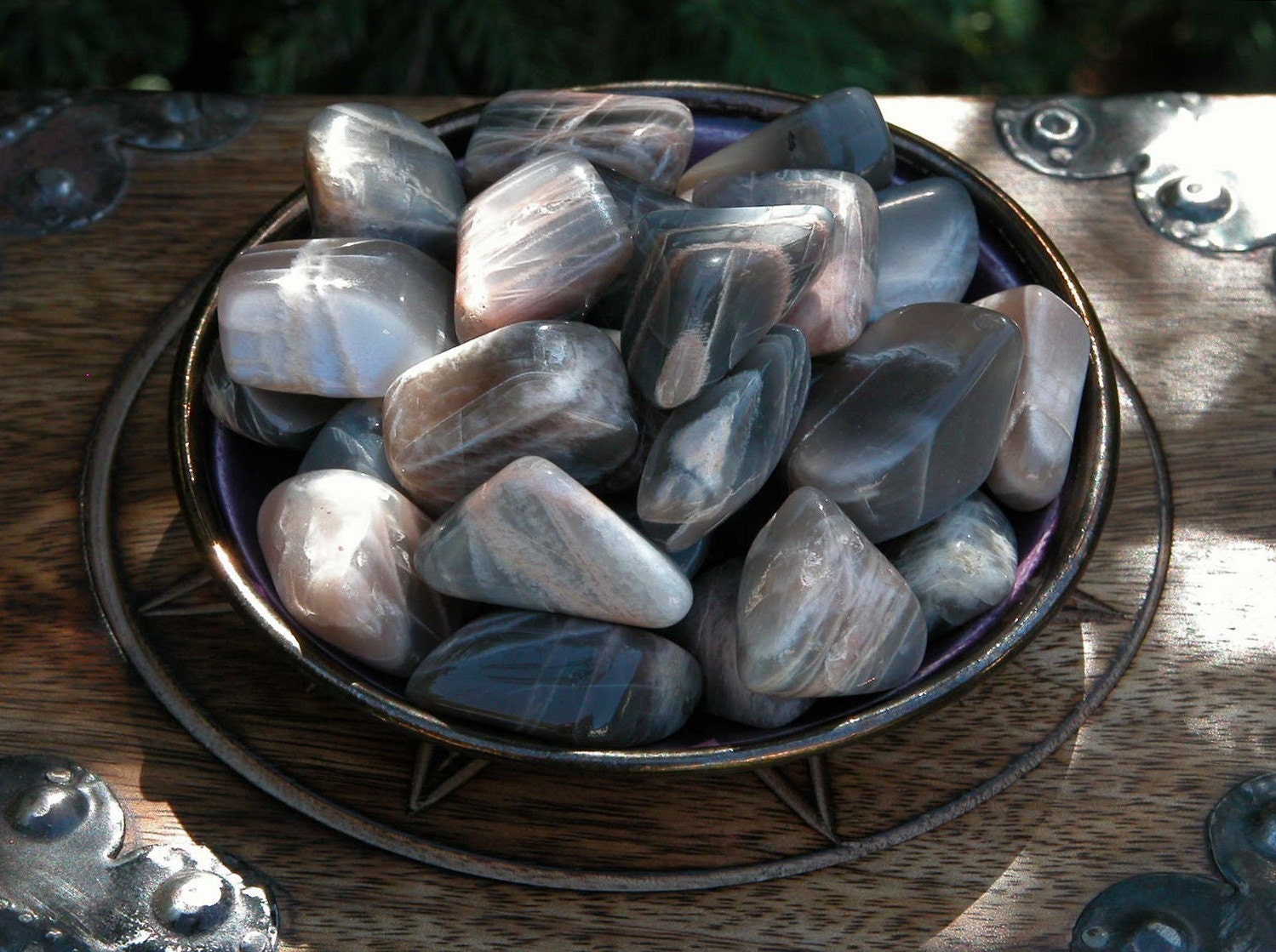 Black Moonstone Tumbled Gemstone . Feminine Energy, Protection, Love, Wishes, Peace, Harmony, Divination, Healing . Medium Set of 2