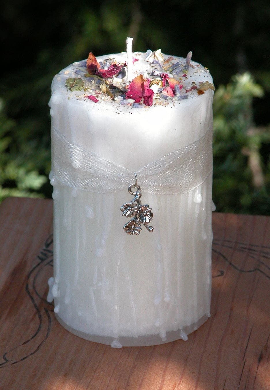 White Witch . Herbal Alchemy Magick Candle 2x3 . With White Milk, Sugar, Vanilla and Honey . For Transcendental, Universal, Spiritual Magick