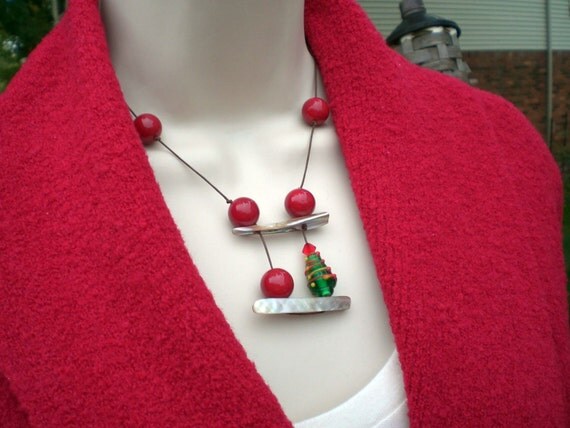 Christmas Tree Necklace Handmade