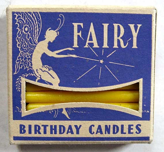 1950 Vintage Unused Box of Fairy Birthday Candles, Fairy, Cake Silhouette, Mint Condition