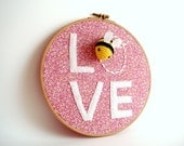 Easter Bee LOVE nursery Wall Decor Summer  Hoop Art journey