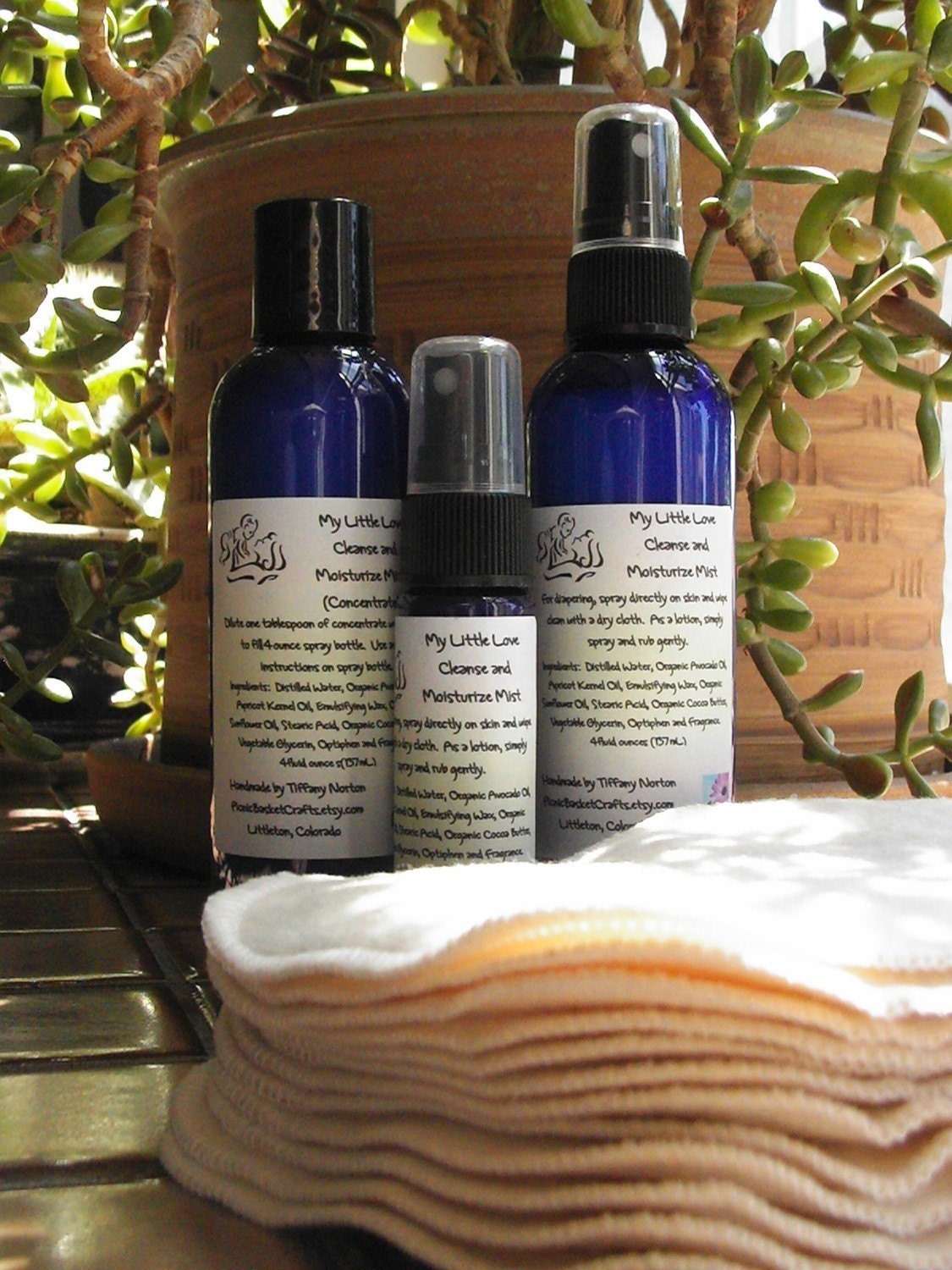 Organic Unbleached Flannel Baby Wipes Starter Set -  Cleanse and Moisturize Mist for Baby - Ecofriendly Alternative to Baby Wipes