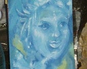 ACEO Butterfly Spirit Woman Face, ORIGINAL Acrylic Painting