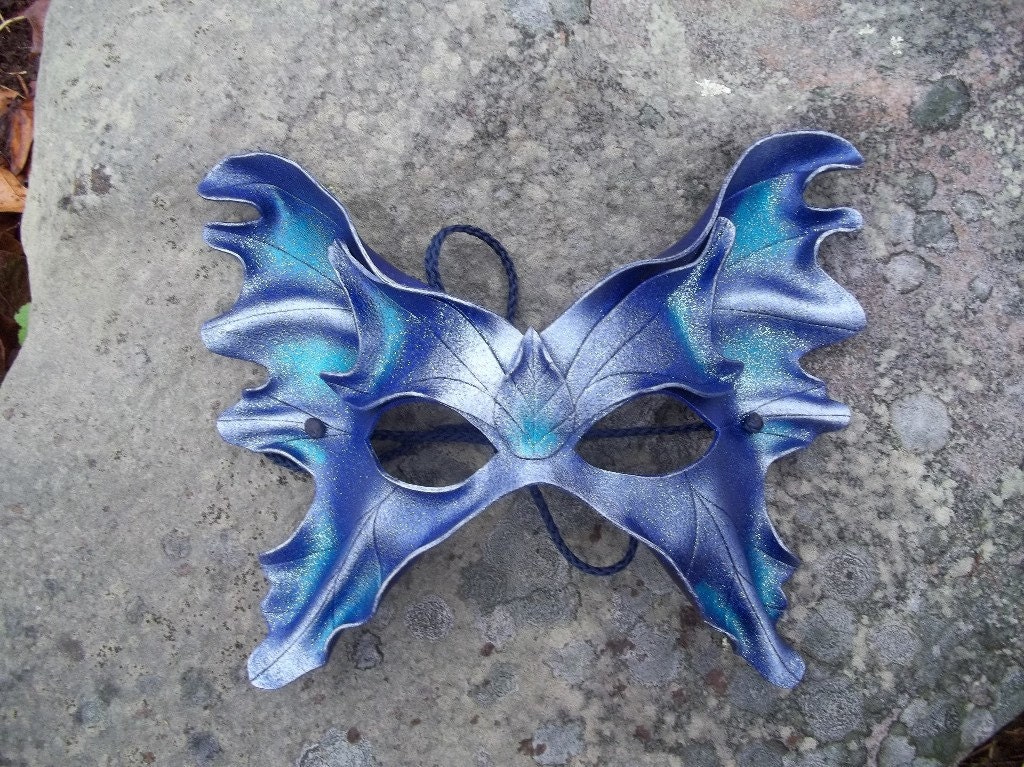 Leather Fairy Mask in Blue