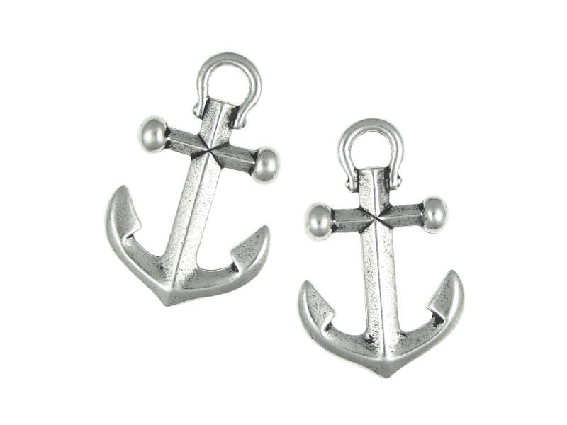 4 Anchor Pendants Antique Silver Large Anchor Charms TierraCast Nautical (P1108)
