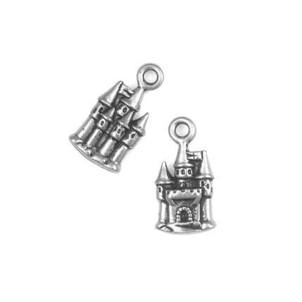 5 Castle Charms Antique Silver Castles by TierraCast Pewter Fairy Tale Castle Pendant (P703)