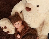 Baby Cocoon and Bear Hat Set in Barley Brown  Photo Prop For Baby Boys or Baby Girls