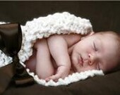 Newborn Baby Cocoon Knit Cream Off White With Brown Bow Open Neck Baby Photography Prop