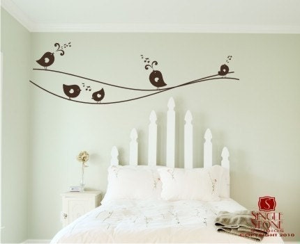 Bird Wall Decals Sweet Singing Birdies on a Wire - Vinyl Wall Stickers Art