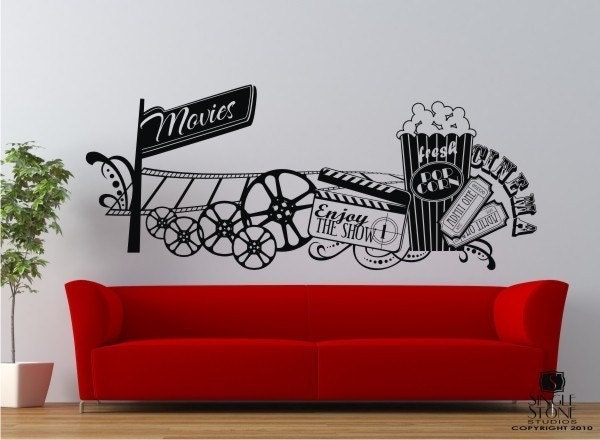 Wall Decals Movie Montage - Vinyl Text Words Stickers Home Theater
