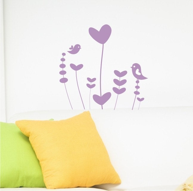 Whimsical Flower Garden Wall Decal - Vinyl Wall Stickers Art Graphics