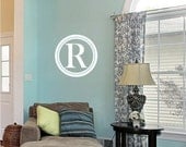 Monogram Wall Decals Simple Circle - Vinyl Text Wall Words Lettering Sticker Art