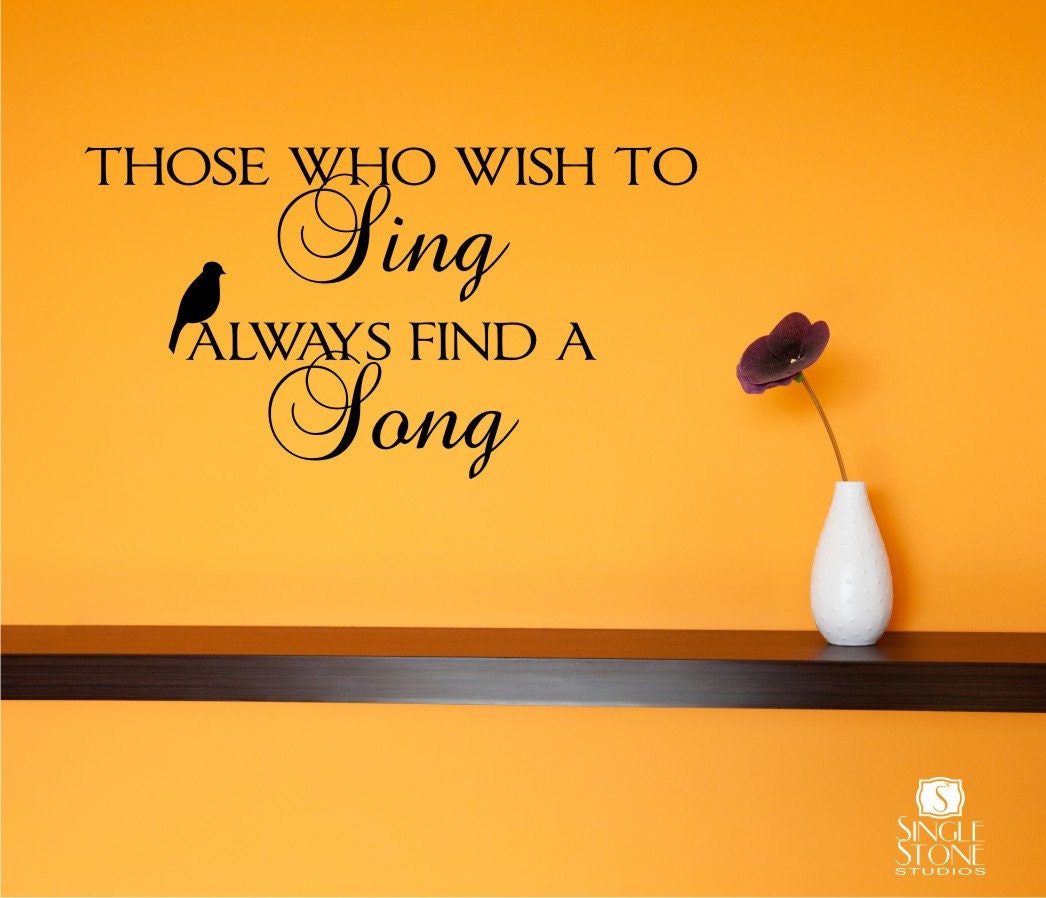 Wall Decals Wish To Sing -  Music Song Vinyl Text Wall Words Stickers Art
