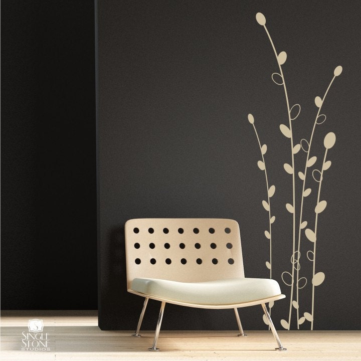 Cattails Wall Decals Floral - Vinyl Tree Wall Art Stickers Cat Tails