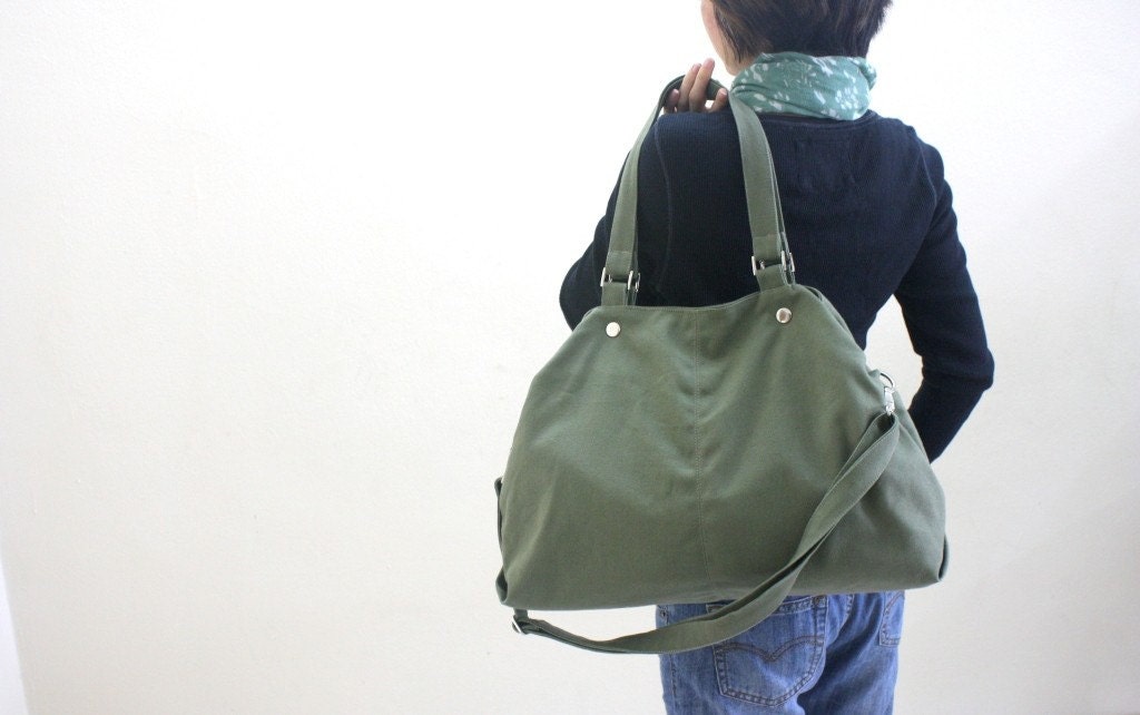 SALE - 10%  OFF -  Mia in smoke green // shoulder bag / messenger bag / diaper bag / School bag / laptop / tote / women / For Her