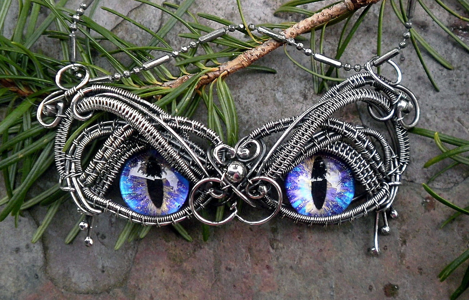 SOLD Gothic Steampunk Sterling Silver Evil Eye Pendant