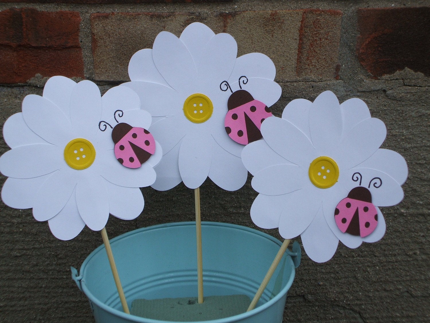 Flower and Ladybug ( Pink and Brown) Centerpieces Il_170x135