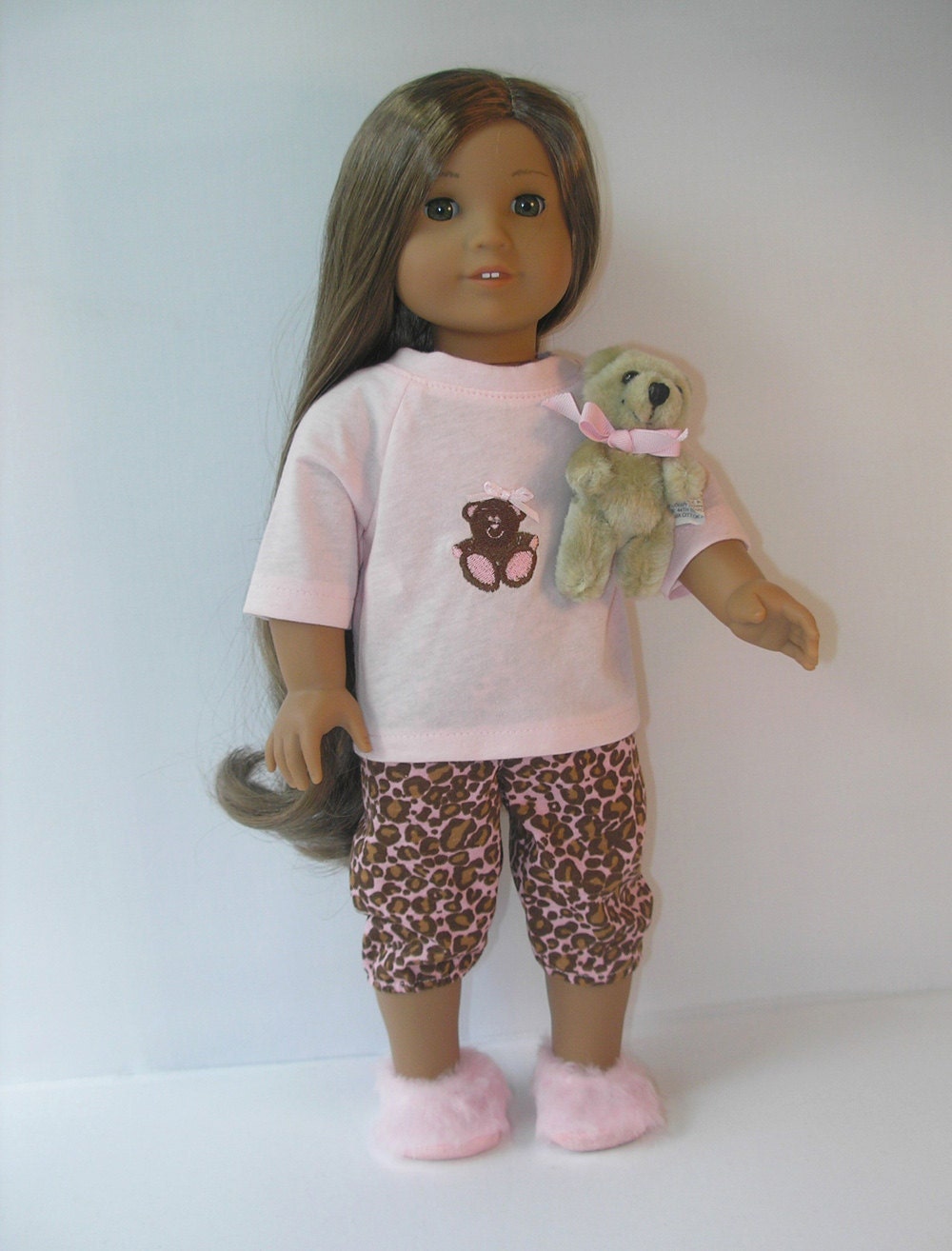403 - 18 Inch Doll Clothes American Girl Clothes Animal Print Pajamas Slippers Doll Clothing