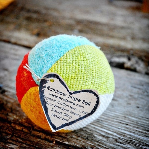 Eco Organic Fabric Ball Rainbow Brights Montessori Play