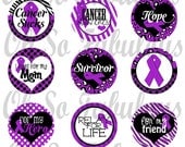 Relay for Life Cancer Awareness Ribbon Bottle Cap Images Digital Printable File 4x6