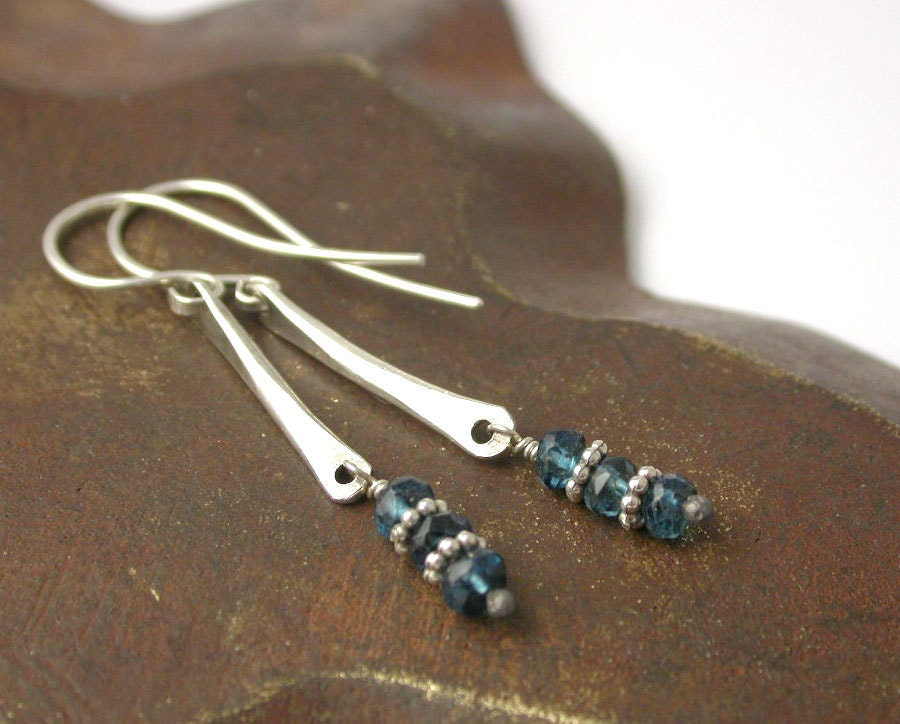 London Blue Topaz Rondelle Linear Earrings
